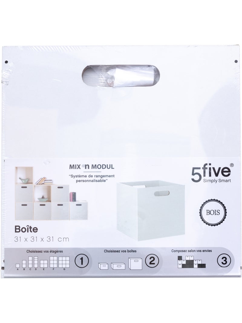 Panier de rangement en tissu effet bois MIX'N MODUL Blanc/Bois - Kiabi