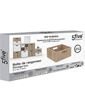 Panier de rangement en tissu effet bois MIX'N MODUL