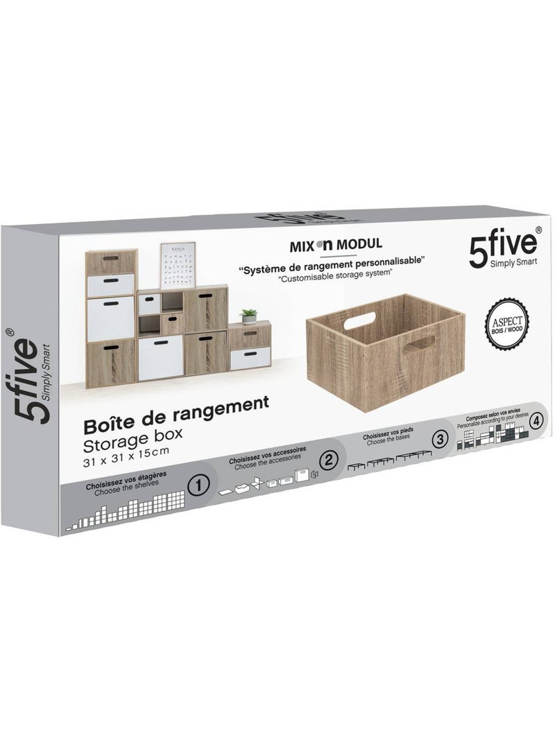 Panier de rangement en tissu effet bois MIX'N MODUL Bois naturel - Kiabi