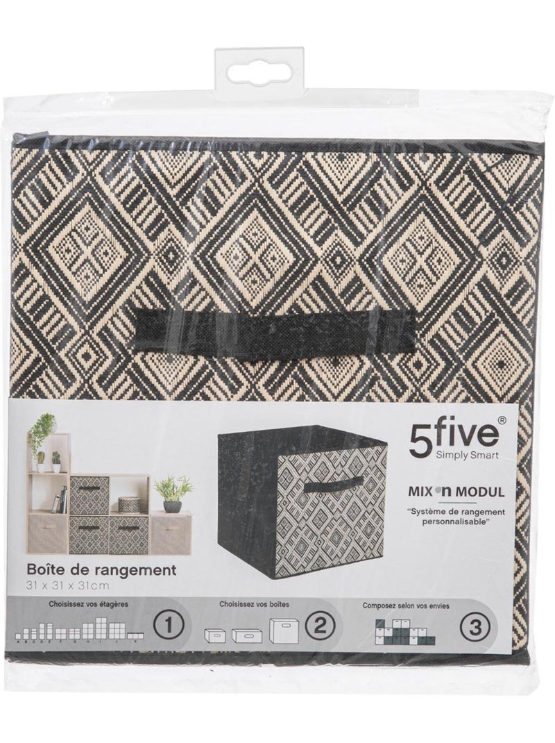 Panier de rangement en tissu imprimé MIX'N MODUL Noir Blanc - Kiabi