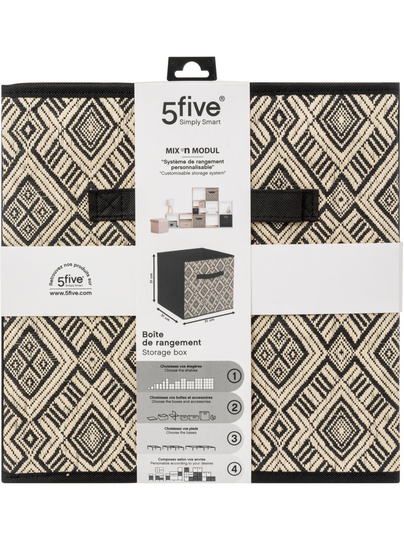 Panier de rangement en tissu imprimé MIX'N MODUL Noir Blanc - Kiabi