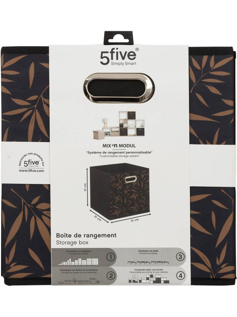 Panier de rangement en tissu imprimé MIX'N MODUL Noir Marron - Kiabi