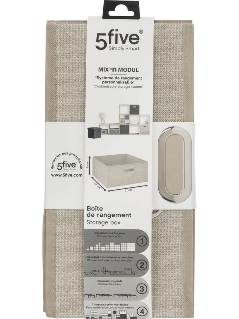 Panier de rangement en tissu MIX'N MODUL Beige chiné - Kiabi