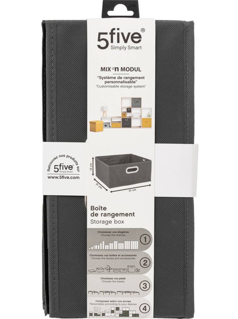 Panier de rangement en tissu mix'n modul gris anthracite - Kiabi
