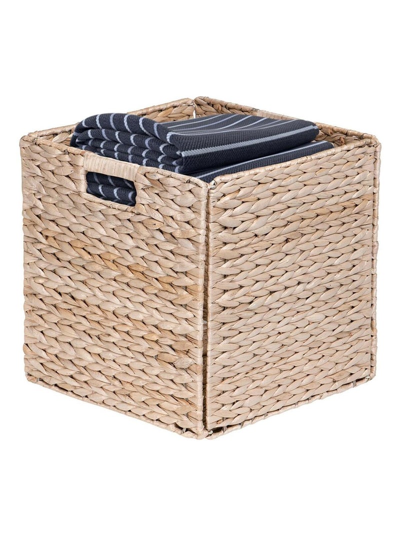 Panier de rangement pliable - Jacinthe d'eau - 2 poignées - 31 x 31 x 31 cm Beige - Kiabi