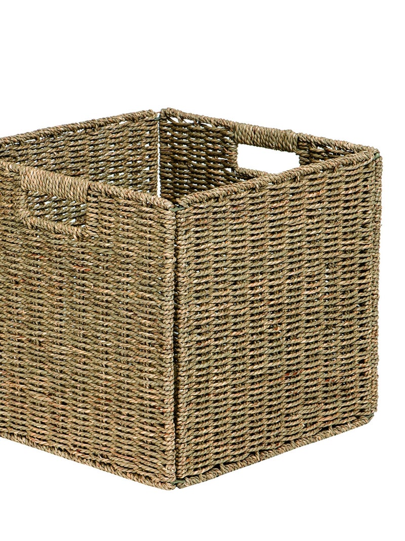 Panier de rangement pliable - Jonc de mer - 2 poignées - 31 x 31 x 31 cm Marron - Kiabi