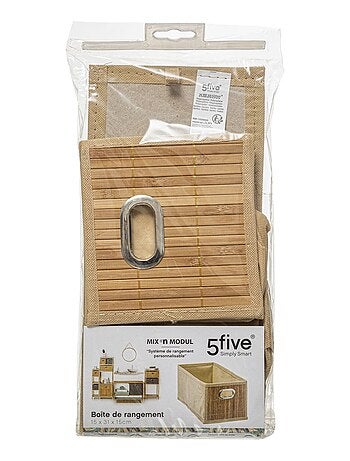 Panier de rangement rectangulaire en bambou et tissu MIX'N MODUL