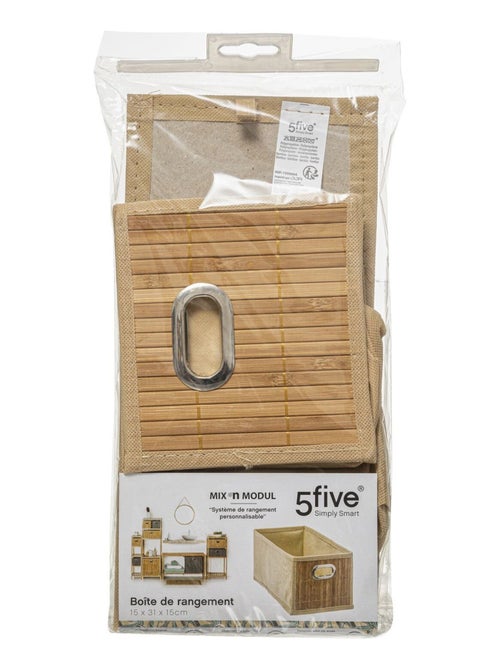 Panier de rangement rectangulaire en bambou et tissu MIX'N MODUL - Kiabi