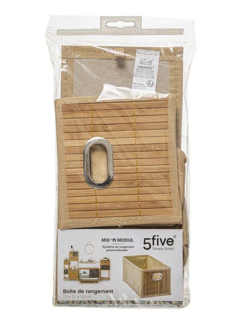 Panier de rangement rectangulaire en bambou et tissu MIX'N MODUL Beige - Kiabi