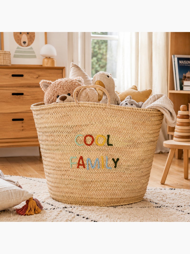 Panier de rangement tressé cool family Bois naturel - Kiabi
