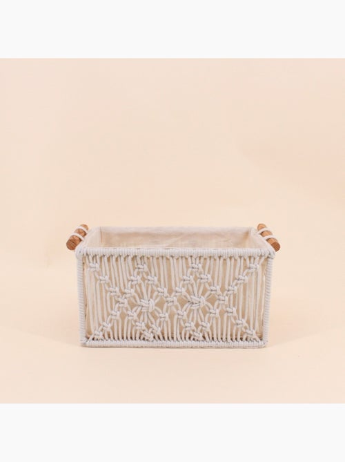Panier déco macramé 28x18cm - Kiabi