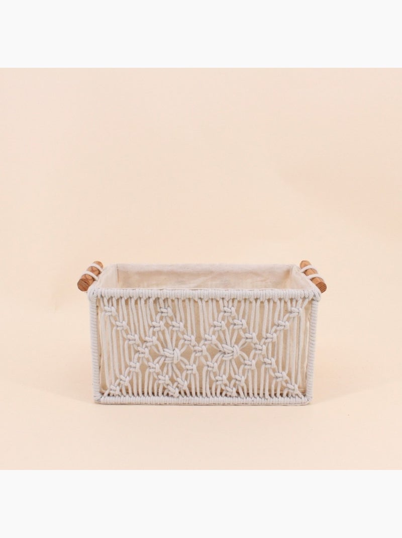 Panier déco macramé 28x18cm Beige - Kiabi