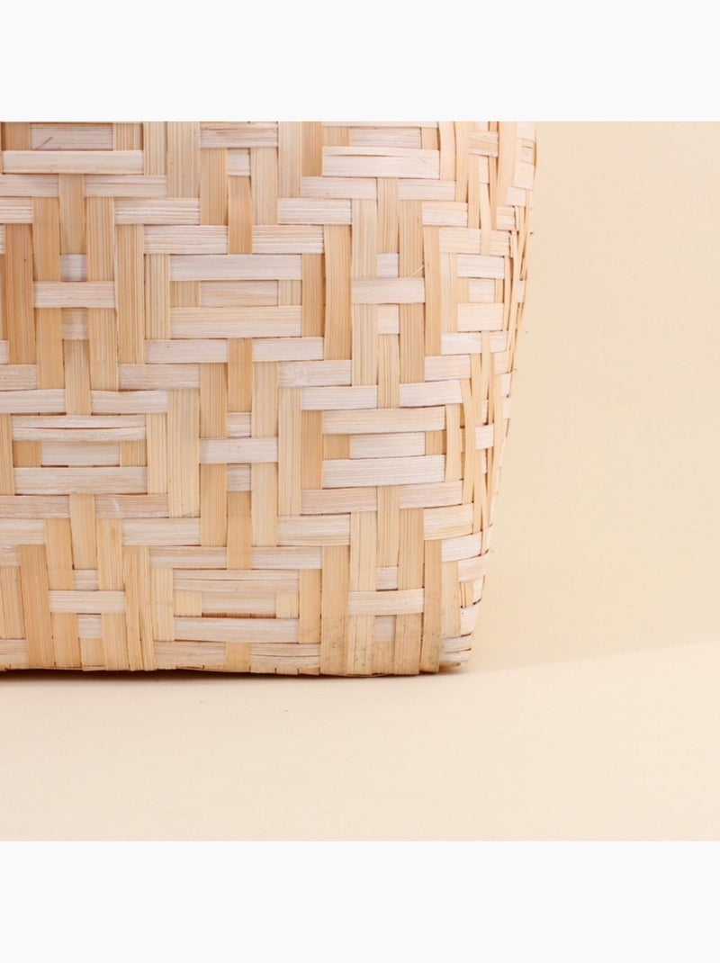 Panier en bambou avec couvercle 48cm Beige - Kiabi