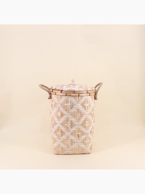 Panier en bambou avec couvercle 48cm - Kiabi