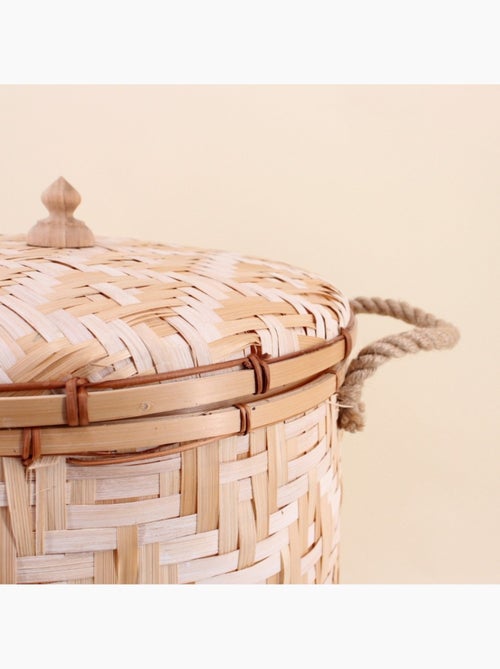 Panier en bambou avec couvercle 51cm - Kiabi