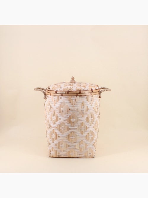 Panier en bambou avec couvercle 51cm - Kiabi
