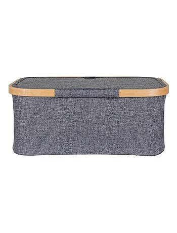 Panier en bambou gris foncé 38 x 26 x 16 cm - House Nordic