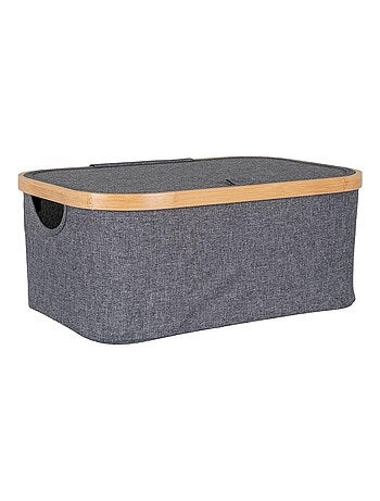 Panier en bambou gris foncé 38 x 26 x 16 cm - House Nordic