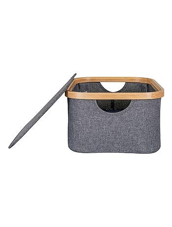 Panier en bambou gris foncé 38 x 26 x 16 cm - House Nordic
