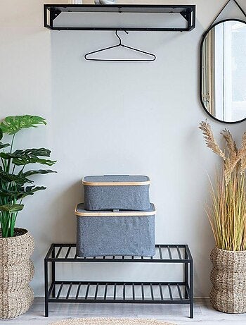 Panier en bambou gris foncé 38 x 26 x 16 cm - House Nordic