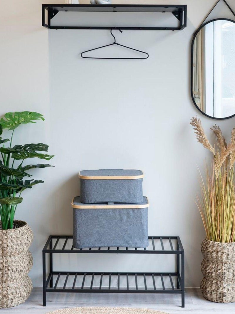 Panier en bambou gris foncé 38 x 26 x 16 cm - House Nordic Gris - Kiabi