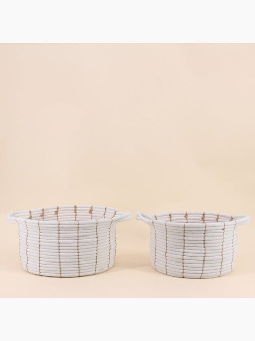 Panier en corde beige avec poignées 24x14cm - Kiabi