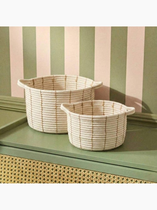 Panier en corde beige avec poignées 27x16cm - Kiabi