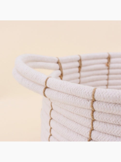 Panier en corde beige avec poignées 27x16cm - Kiabi