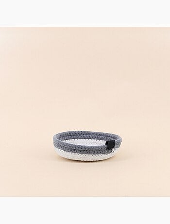 Panier en corde blanc détail gris 15x4cm