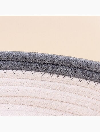 Panier en corde blanc détail gris 20x5cm