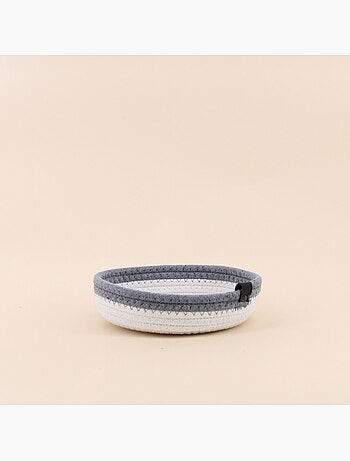 Panier en corde blanc détail gris 20x5cm