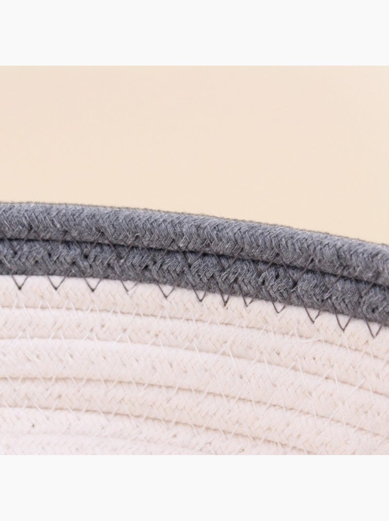 Panier en corde blanc détail gris 20x5cm Blanc - Kiabi