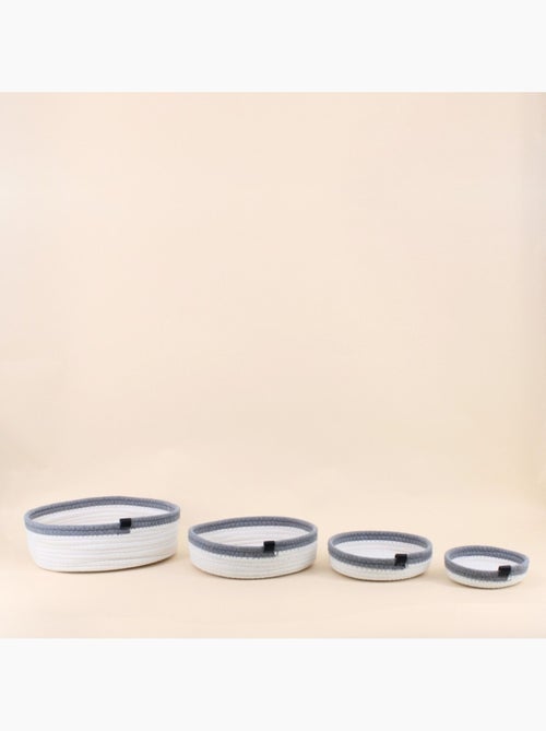 Panier en corde blanc détail gris 25x7,5cm - Kiabi