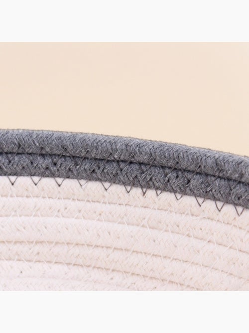 Panier en corde blanc détail gris 30x10cm - Kiabi