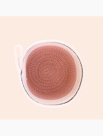 Panier en corde rose et blanc 16x11cm