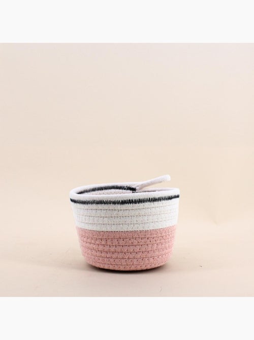 Panier en corde rose et blanc 16x11cm - Kiabi