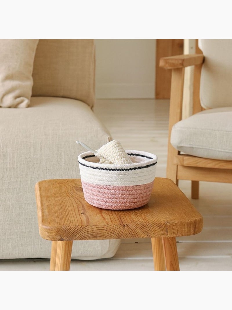 Panier en corde rose et blanc 16x11cm Rose - Kiabi