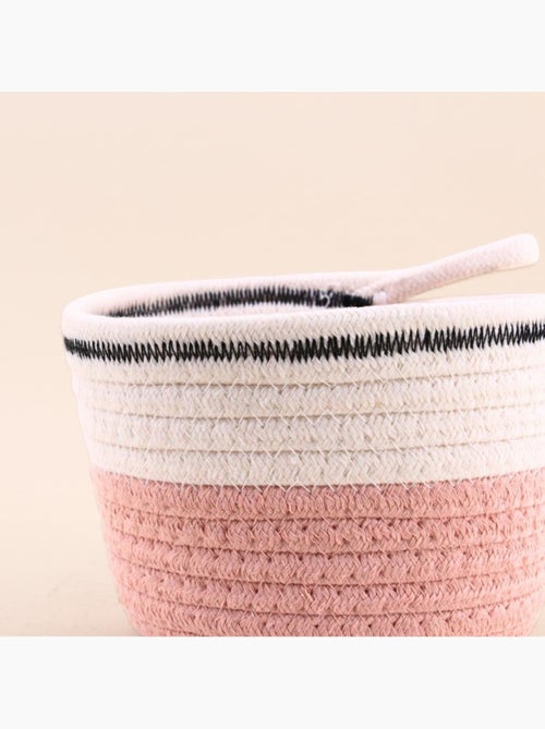 Panier en corde rose et blanc 16x11cm - Kiabi