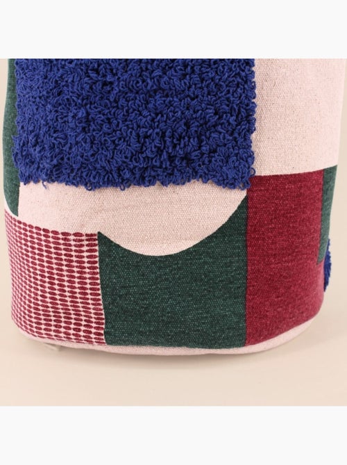 Panier en coton tissé coloré brodé et tufté 30x35cm - Kiabi
