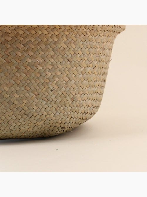 Panier en fibres naturelles avec pompons 38x33cm - Kiabi