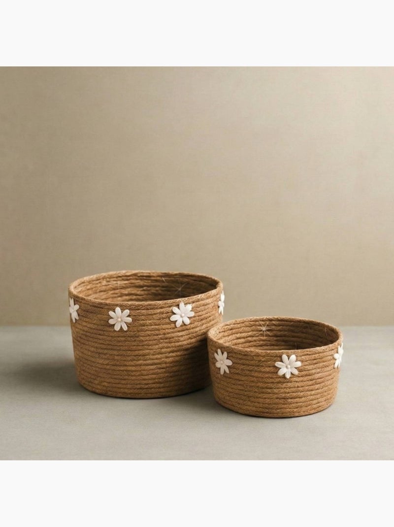 Panier en fibres naturelles détails coquillages 32cm Beige - Kiabi