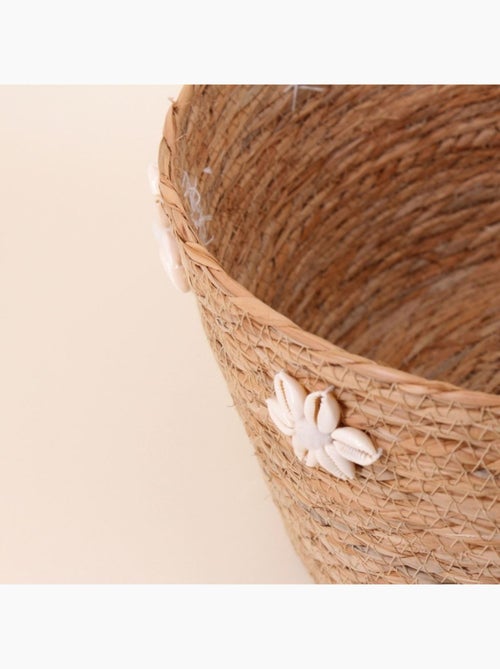 Panier en fibres naturelles détails coquillages 32cm - Kiabi