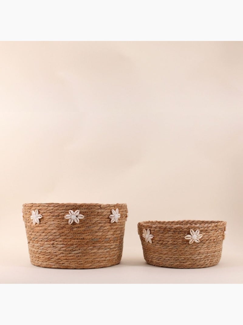 Panier en fibres naturelles détails coquillages 32cm Beige - Kiabi