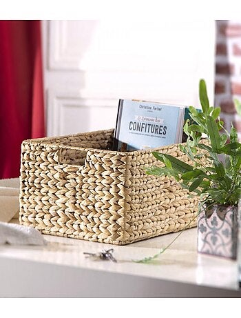 Panier En Jacinthe D'eau Armature Métal - Hauteur 20 Cm