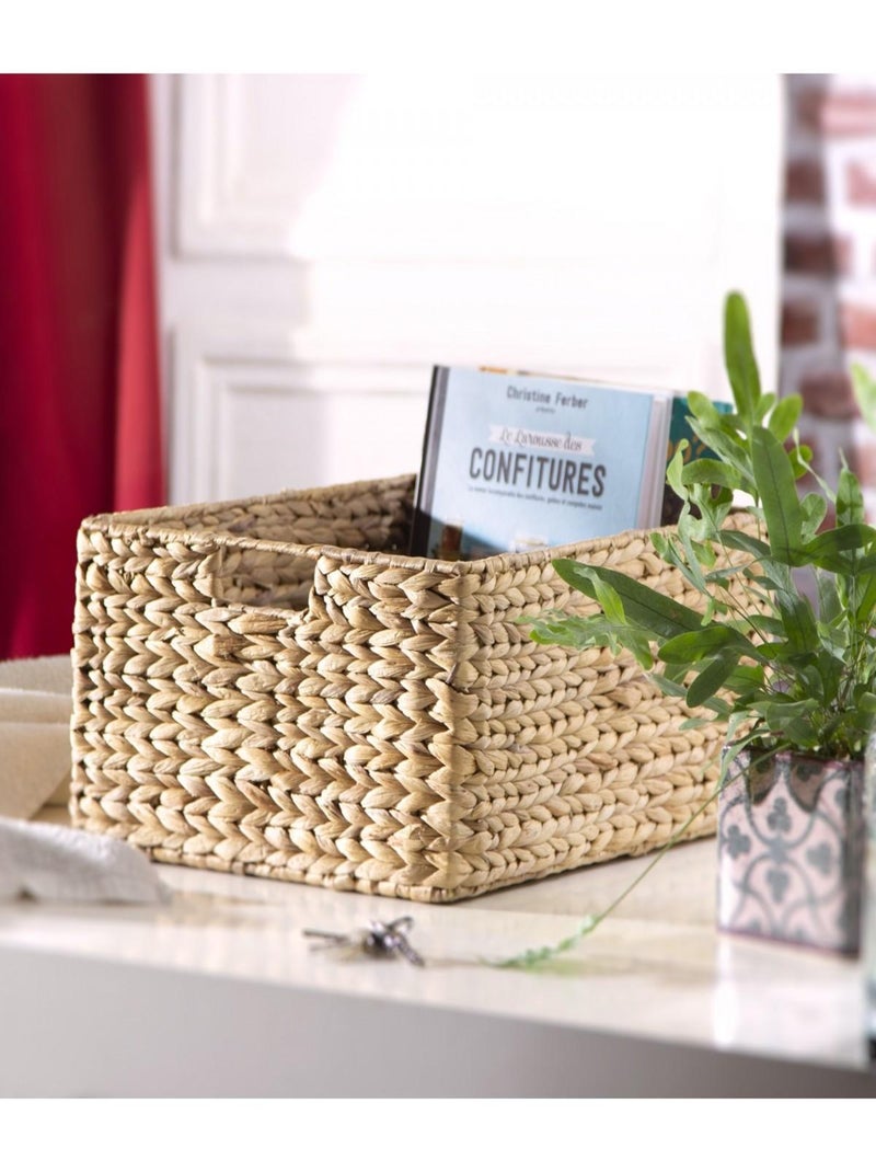 Panier En Jacinthe D'eau Armature Métal - Hauteur 20 Cm Beige - Kiabi