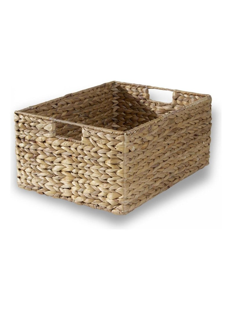 Panier En Jacinthe D'eau Armature Métal - Hauteur 20 Cm Beige - Kiabi