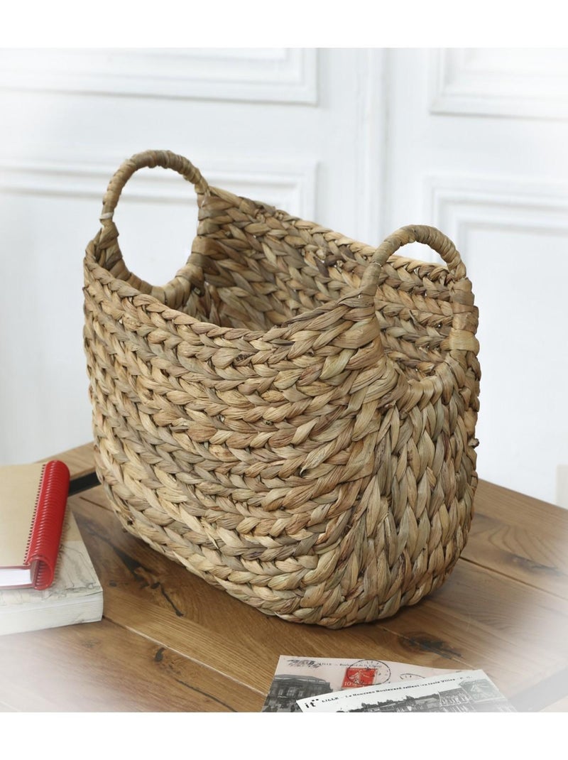 Panier En Jacinthe D'eau Avec Poignées - L36xp19xh22 Beige - Kiabi