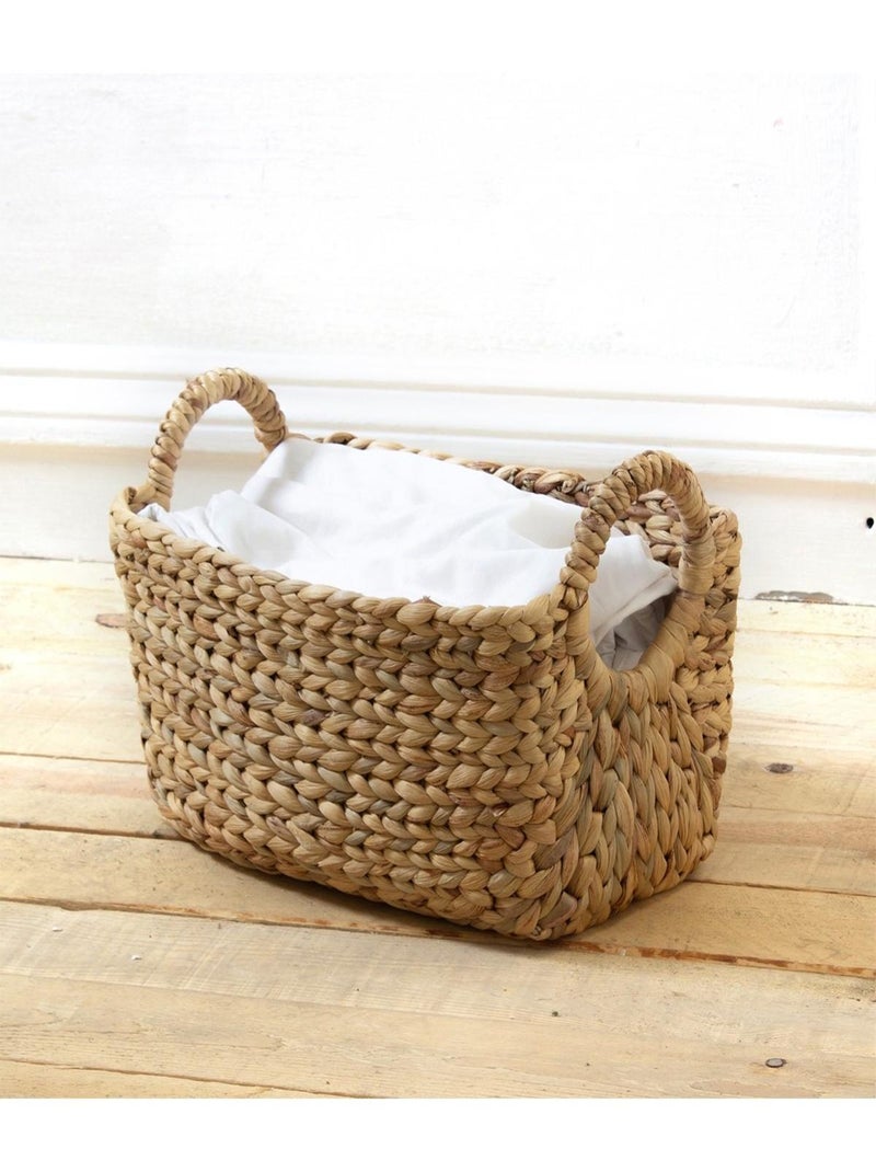 Panier En Jacinthe D'eau Avec Poignées - L36xp19xh22 Beige - Kiabi
