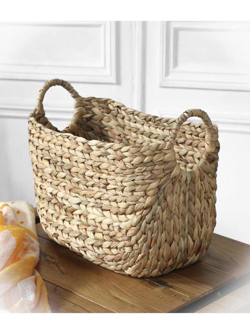 Panier En Jacinthe D'eau Avec Poignées - L40xp23xh26 Beige - Kiabi