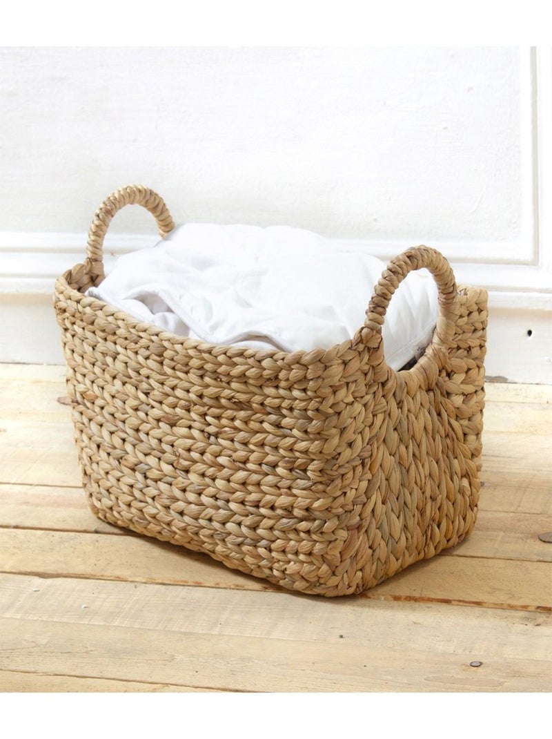 Panier En Jacinthe D'eau Avec Poignées - L40xp23xh26 Beige - Kiabi